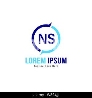 Erste NS-logo Vorlage mit modernen Rahmen. Minimalistische NS schreiben logo Vector Illustration Design Stock Vektor