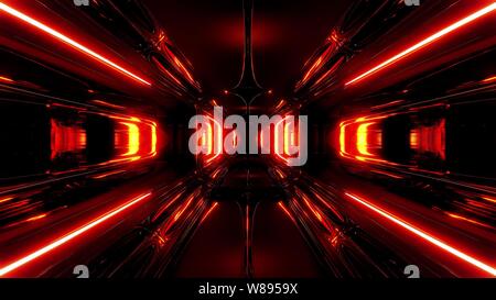 Fremdes Schiff Korridor tunnel Wallpaper 3D Rendering 3d Illustration Stockfoto