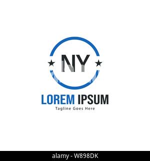 Erste NY logo Vorlage mit modernen Rahmen. Minimalistische NY schreiben logo Vector Illustration Design Stock Vektor