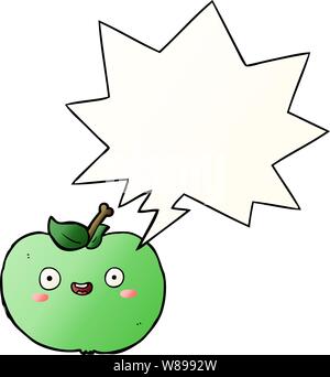 Cartoon apple mit Sprechblase in glatten Farbverlauf Stock Vektor