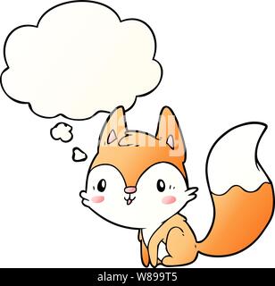 Cartoon Fuchs mit dachte Blase in glatten Farbverlauf Stock Vektor
