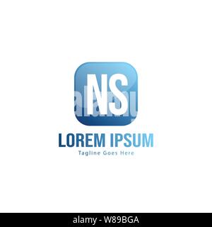 Erste NS-logo Vorlage mit modernen Rahmen. Minimalistische NS schreiben logo Vector Illustration Design Stock Vektor