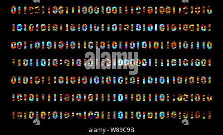 Abstract background Animation mit binären Ziffern. Konzept der Computing oder Rendering Prozess, AI. Stockfoto