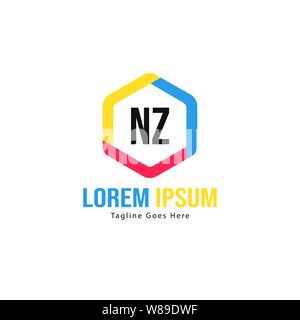 Erste NZ logo Vorlage mit modernen Rahmen. Minimalistische schreiben NZ logo Vector Illustration Design Stock Vektor