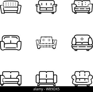Altes sofa Icon Set. Umrisse Set von 9 alten Sofa Vector Icons für Web Design auf weißem Hintergrund Stock Vektor