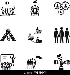 Teamarbeit Strategie Symbol gesetzt. Einfacher Satz von 9 Teamarbeit Strategie Vector Icons für Web Design auf weißem Hintergrund Stock Vektor