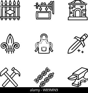 Schmied Sammlung Icon Set. Umrisse Set von 9 Schmied Sammlung Vector Icons für Web Design auf weißem Hintergrund Stock Vektor