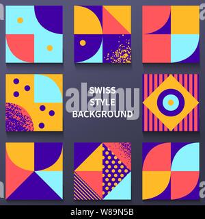 Vintage Retro Bauhaus Design Vector deckt. Schweizer Stil bunten geometrischen Kompositionen für Bucheinbände, Poster, Flyer, Zeitschriften, business Hauptversammlung Stock Vektor