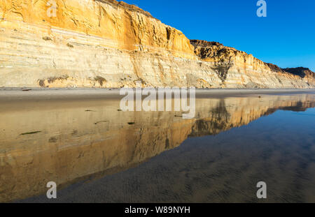 Bunten Sandsteinfelsen entlang Torrey Pines State Beach. La Jolla, Kalifornien, USA. Stockfoto