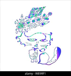 Neon Abbildung von psychedelischen Kota. Muster, Freunde, Meditation. Stock Vektor