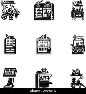 Straße Markt kiosk Symbol gesetzt. Einfacher Satz von 9 Straße Markt kiosk Vector Icons für Web Design auf weißem Hintergrund Stock Vektor