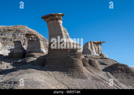 Hoodoos entlang Willow Creek in der Nähe von Drumheller, Alberta, Kanada Stockfoto