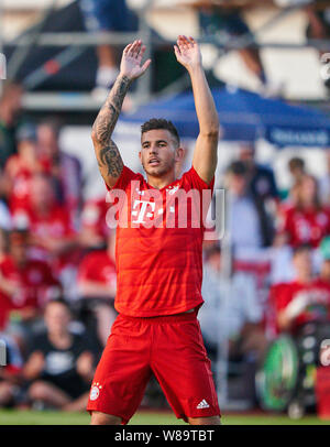 Tegernsee, Deutschland. 8. August, 2019. Rottach Egern, Deutschland. 08 Aug, 2019. Lucas HERNANDEZ (FCB 21) Gestikulieren, geben Anweisungen, Aktion, Bild, Geste, hand Bewegung, zeigen, interpretieren, Mimik, in der freundlichen Spiel FC BAYERN MÜNCHEN - FC ROTTACH-EGERN in den Trainings Camp 1. Deutschen Fußball-Bundesliga, Rottach-Egern, Tegernsee, August 08, 2019 Saison 2018/2019, FCB, Kredit: Peter Schatz/Alamy leben Nachrichten Stockfoto