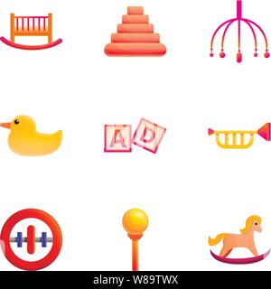 Bunte baby Spielzeug Icon Set. Cartoon Set von 9 bunte baby Spielzeug Vector Icons für Web Design auf weißem Hintergrund Stock Vektor