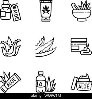 Bio Aloe vera Icon Set. Umrisse Set von 9 Bio Aloe vera Vector Icons für Web Design auf weißem Hintergrund Stock Vektor