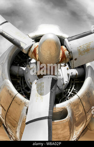 Wright R-3550 Sternmotor am Flügel einer Lockheed L-1049 Constellation Stockfoto