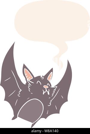 Cartoon vampir halloween Fledermaus mit Sprechblase im Retro-Stil Stock Vektor