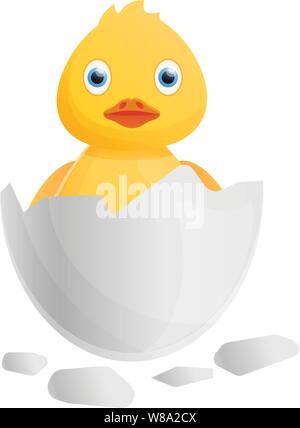 Gelbe Ente von Eierschale Symbol. Cartoon von gelben Ente von Eierschale vektor Symbol für Web Design auf weißem Hintergrund Stock Vektor