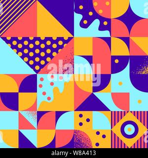 Vintage Retro Bauhaus Design Vector nahtlose Muster. Schweizer Stil bunte geometrische Komposition Stock Vektor