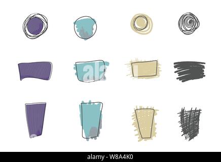 Einstellen der Designelemente. Sammlung von Bildern, die für den Text doodle Stil. Hand abstrakte collage Formen gezeichnet. Vector Farbe Vorlage für Poster, Karten, inv Stock Vektor