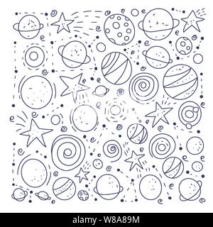 Platz Objekte und Symbole festlegen. Vektor Hand gezeichnet doodles Abbildung. Stock Vektor