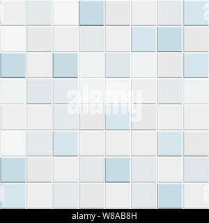 Zusammenfassung nahtlose Muster der weiss blau Keramische Wand- und Bodenfliesen Design geometrischen Mosaik Textur für die Ausstattung der Badezimmer, Vektor illust Stock Vektor