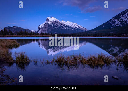Rundle Mountain in den Vermillion Lakes im Banff National Park Stockfoto