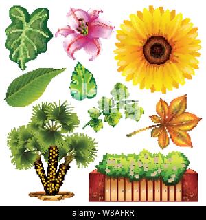 Eingestellt von isolierten Objekten Thema Gartenbau Abbildung Stock Vektor
