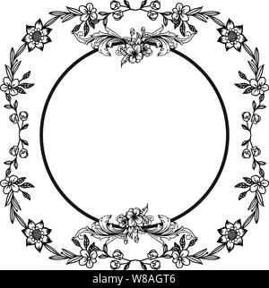Stil Zeichnung der Kranz Rahmen, schwarze Kunst auf weißem Hintergrund. Vector Illustration Stock Vektor