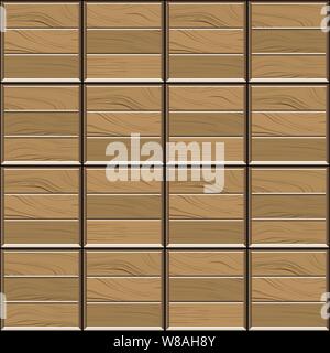 Zusammenfassung nahtlose Muster von braunem Holz Parkettboden Fliesen. Design geometrischen Mosaik Textur für die Einrichtung des Schlafzimmers, Vektor, Abbildung Stock Vektor