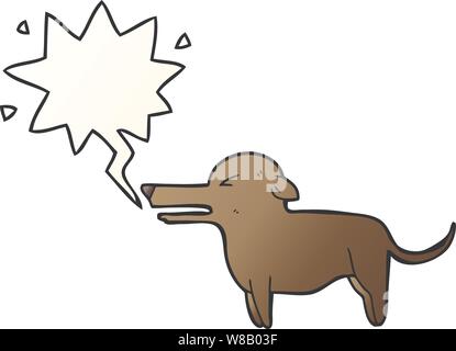 Cartoon Hund mit Sprechblase in glatten Farbverlauf Stock Vektor