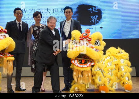 Hong Kong Regisseur und Darsteller Sammo Hung, zweite rechts, Taiwanesisch Schauspieler Eddie Peng, Links, und die anderen Gäste nehmen an einer Pressekonferenz und Eröffnung Stockfoto