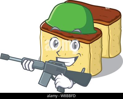 Armee castella Kuchen isoliert in der Karikatur Stock Vektor