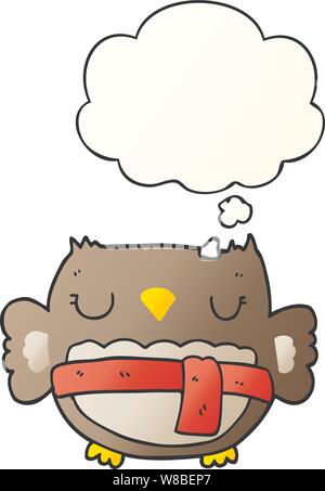 Cartoon Eule mit dachte Blase in glatten Farbverlauf Stock Vektor