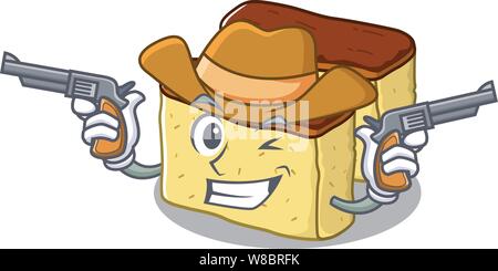 Cowboy castella Kuchen isoliert in der Karikatur Stock Vektor