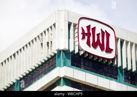 ---- Blick auf die Konzernzentrale von Hutchison Whampoa Limited (HWL) in Hongkong, China, 13. September 2014. Milliardär Li Ka-shing Hutch Stockfoto