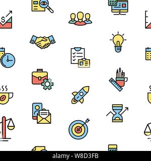 Arbeiten im Team, Starten, Business vector Hintergrund Vector Icons, Illustration, flache Linie, nahtlose Muster Stock Vektor