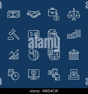 Accounting, Banking finance flache Linie Symbole Vector Illustration Hintergrund Stock Vektor