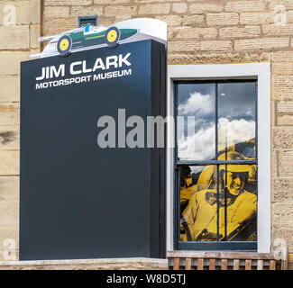 Das Jim Clark Motorsport Museum in der Marktgemeinde Duns in den Scottish Borders ist für das Leben und die Motorsportkarriere des Jim Clark gewidmet. Stockfoto