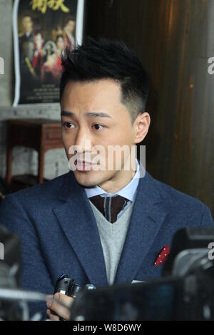 Hong Kong Schauspieler Raymond Lam spricht bei einer Pressekonferenz für seine TV-Serie "Die tugendhaften Königin des Han" in Hongkong, China, 8. Januar 2015. Stockfoto