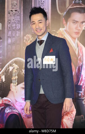 Hong Kong Schauspieler Raymond Lam stellt auf einer Pressekonferenz für seine TV-Serie "Die tugendhaften Königin des Han" in Hongkong, China, 8. Januar 2015. Stockfoto