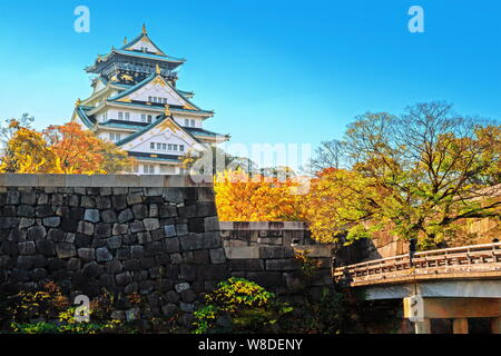 Burg von Osaka in Osaka City mit Blätter im Herbst Stockfoto