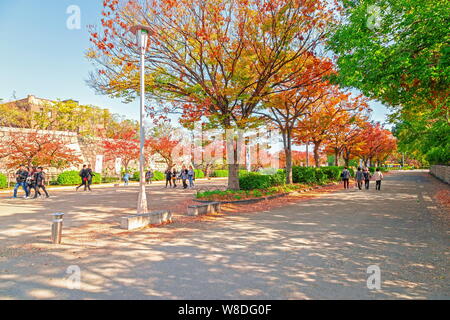 Osaka, Japan - 21 Nov 2018 - Herbst Landschaft in der Gegend um Osaka Castle Stockfoto