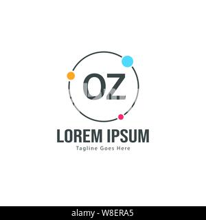 Erste OZ logo Vorlage mit modernen Rahmen. Minimalistische OZ schreiben logo Vector Illustration Design Stock Vektor