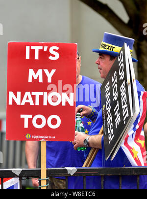 London, England, UK. Steve Bray, anti-Brexit Mitkämpfer (SODEM - Stand der Missachtung der Europäischen Bewegung) Stockfoto