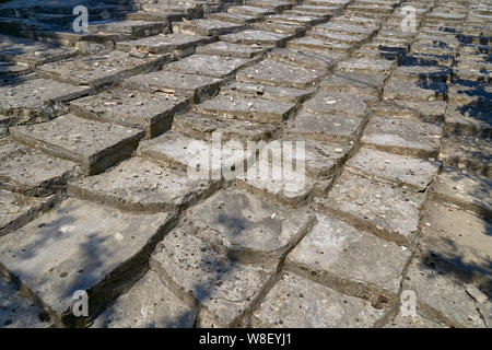 Alte Stein Dach in einer mittelalterlichen Stadt Stockfoto