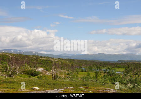 Auf der Fahrt von Schnweden / Pfalz beeindruckende Landschaften der norwegischen Grenze. Stockfoto