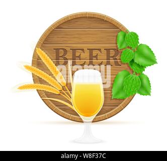Hopfen und Weizen für die Herstellung von Bier Vector Illustration auf weißem Hintergrund Stock Vektor