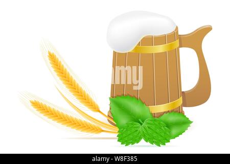 Hopfen und Weizen für die Herstellung von Bier Vector Illustration auf weißem Hintergrund Stock Vektor