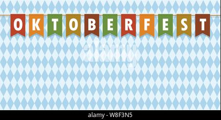 Oktoberfest party Flaggen auf Bayern Flagge Textur Hintergrund Vektor-illustration EPS 10. Stock Vektor